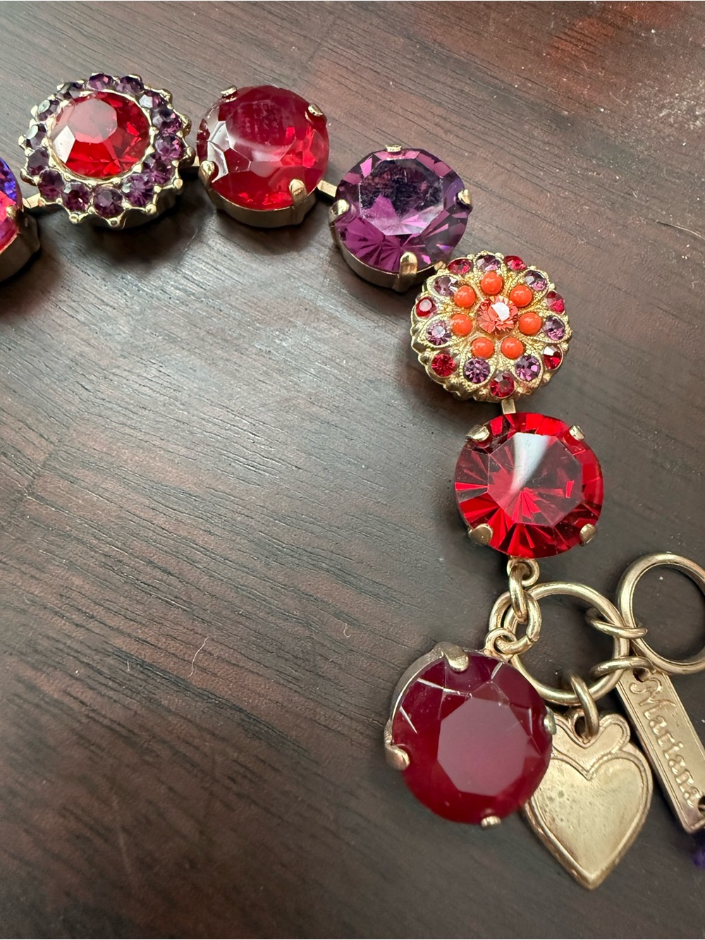 Mariana Red & Purple Rose Gold Extra Large Crystal Bracelet NWT - Picture 3 of 4